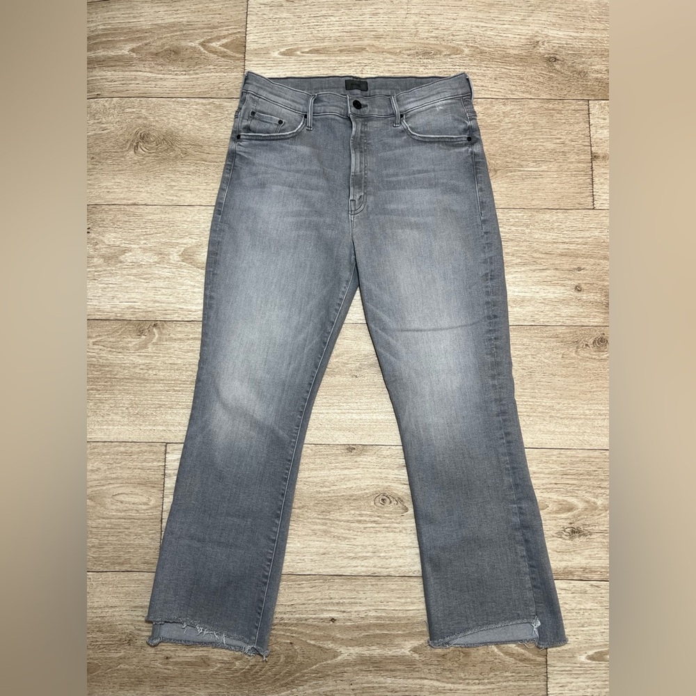 Mother Jeans Womens 33(30x26) Gray Insider Crop Step Fray Barely There Made USA